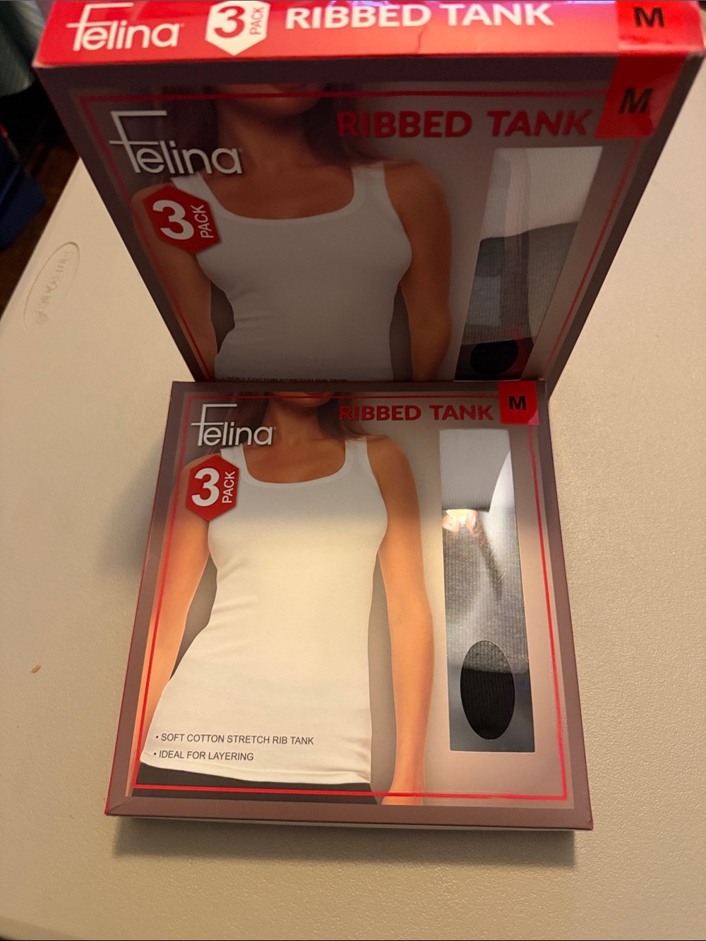 Felina White Ribbed Tank (2) 3-Packs